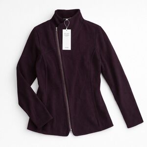 Eileen Fisher Clove Funnel Neck Shaped Jacket Lightweight Boiled Wool Sz S/P